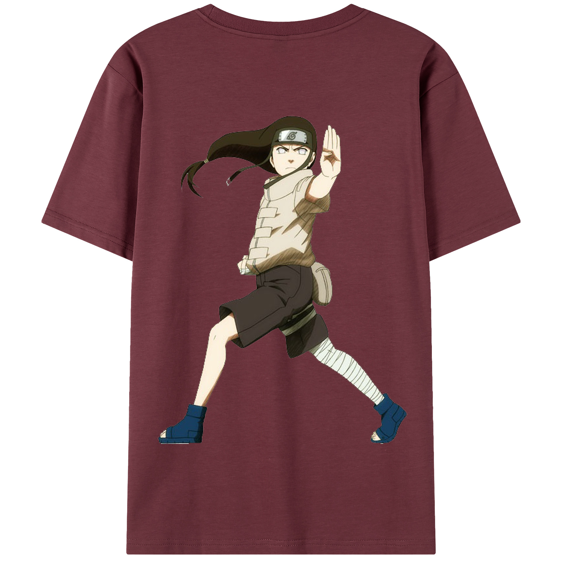 （画像用） NARUTO -ナルト- 日向ネジ Hyūga Neji 綿100％半袖Tシャツ（背面プリント）